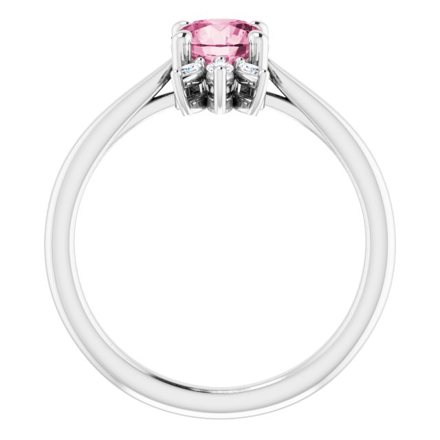 Sterling Silver Natural Pink Tourmaline & 1/4 CTW Natural Diamond Ring