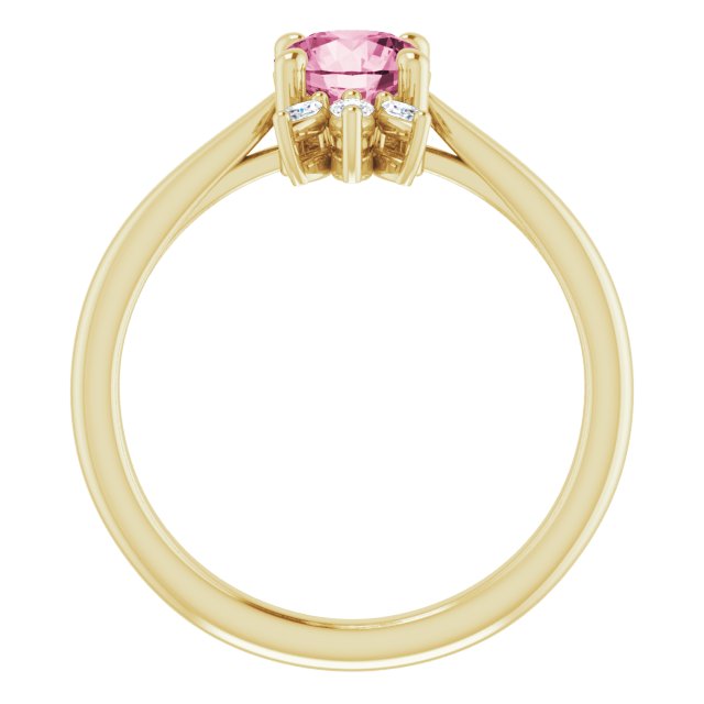 14K Yellow Natural Pink Tourmaline & 1/4 CTW Natural Diamond Ring