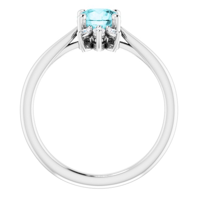 14K White Natural Blue Zircon & 1/4 CTW Natural Diamond Ring