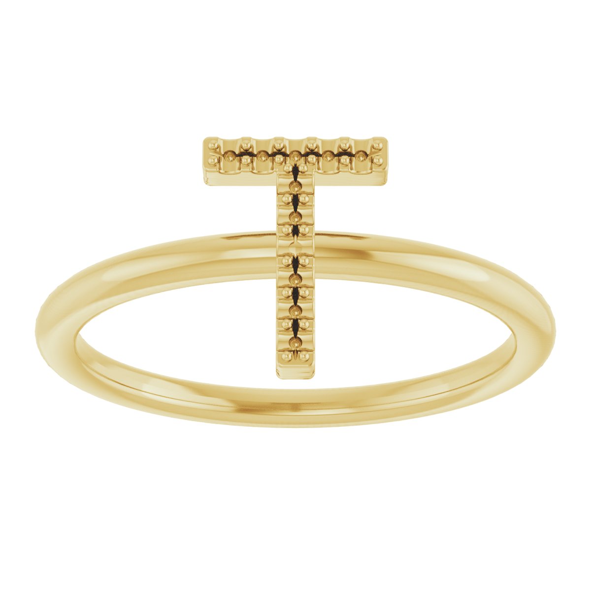 14K Yellow .06 CTW Diamond Initial T Ring