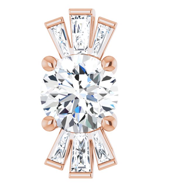 14K Rose Natural White Sapphire & 1/6 CTW Natural Diamond Pendant