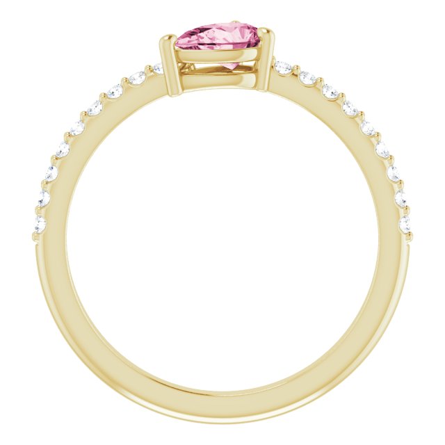 14K Yellow Natural Pink Tourmaline & 1/6 CTW Natural Diamond Ring