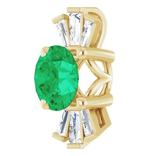 14K Yellow Natural Emerald & 1/6 CTW Natural Diamond Pendant