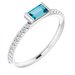 14K White Natural London Blue Topaz & 1/6 CTW Natural Diamond Stackable Ring