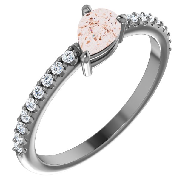 14K Rose Sapphire & 1/6 CTW Diamond Ring  