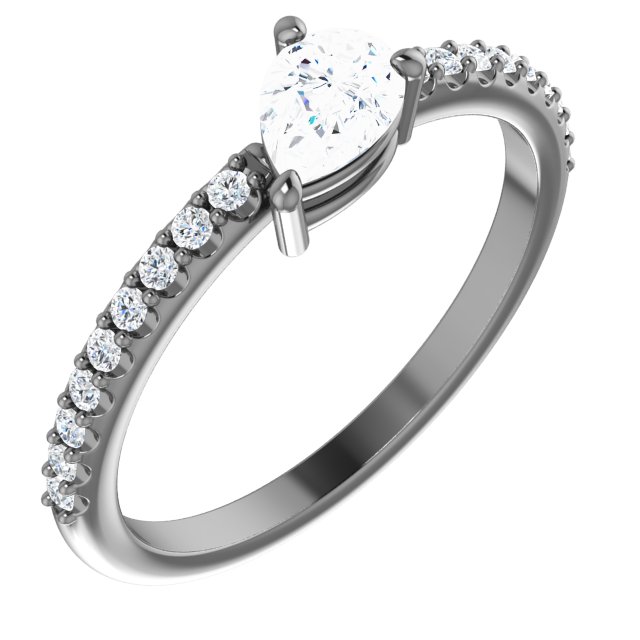 Sterling Silver Sapphire & 1/6 CTW Diamond Ring  