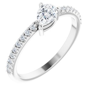 14K White Sapphire & 1/6 CTW Diamond Ring  