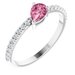 14K White Natural Pink Tourmaline & 1/6 CTW Natural Diamond Ring