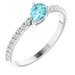 14K White Natural Blue Zircon & 1/6 CTW Natural Diamond Ring