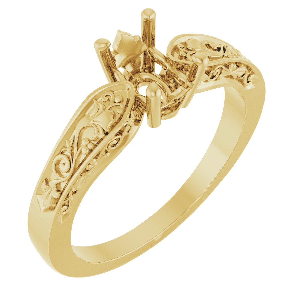 Solitaire Floral Engagement Ring or Band