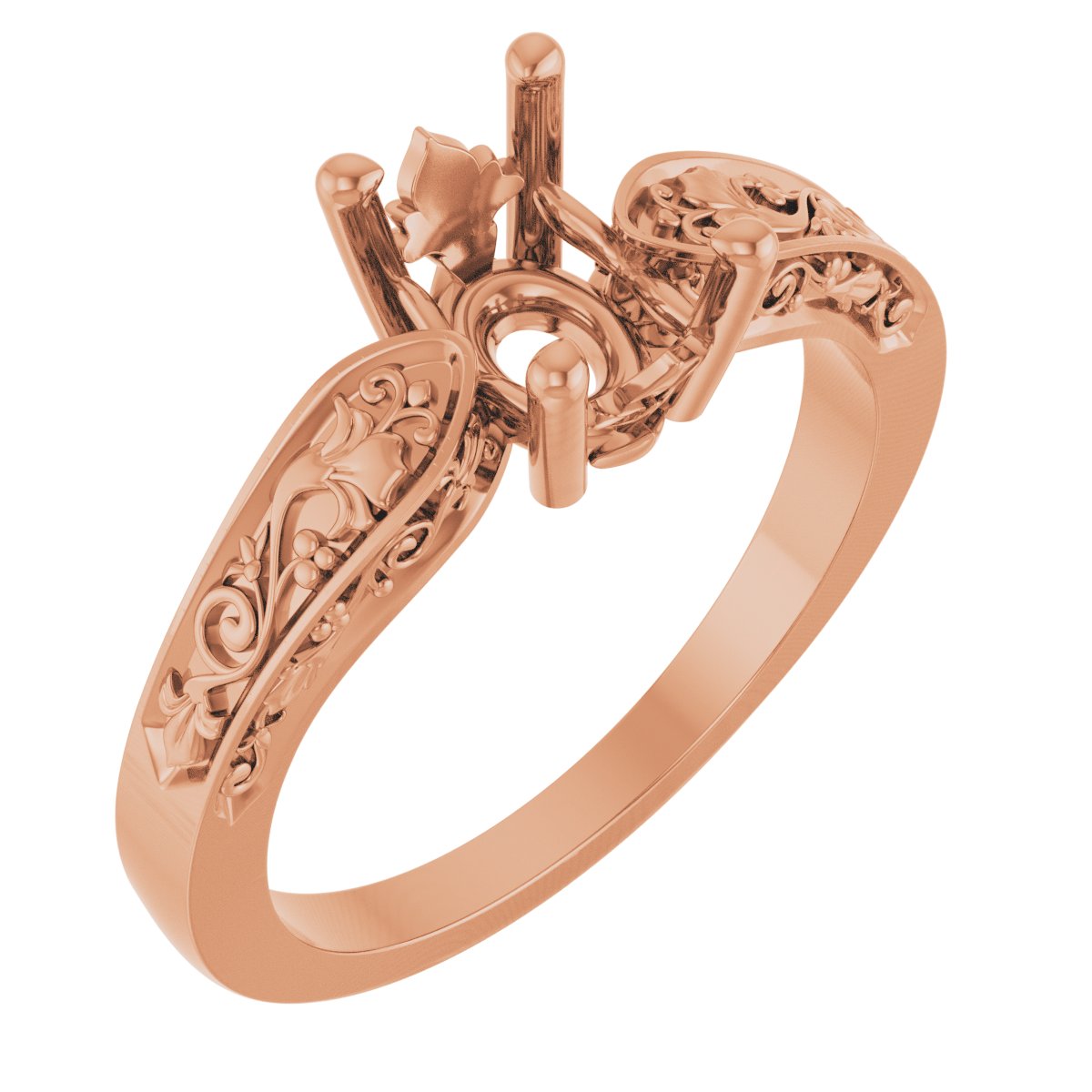 Solitaire Floral Engagement Ring or Band
