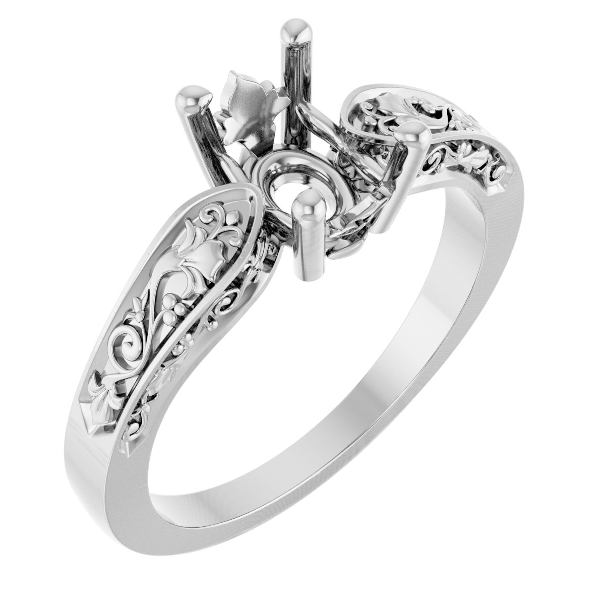 Solitaire Floral Engagement Ring or Band