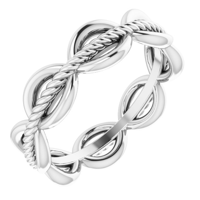 14K White Rope Design Band Size 5