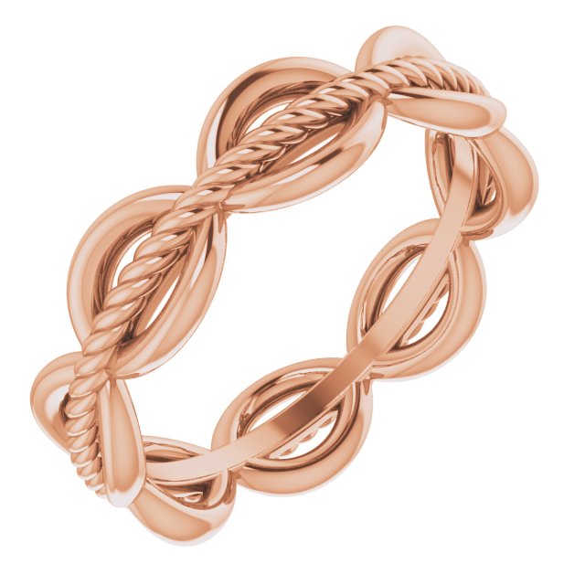 14K Rose Rope Design Band Size 6