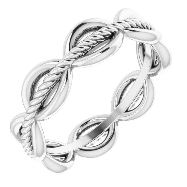 14K White Rope Design Band Size 6