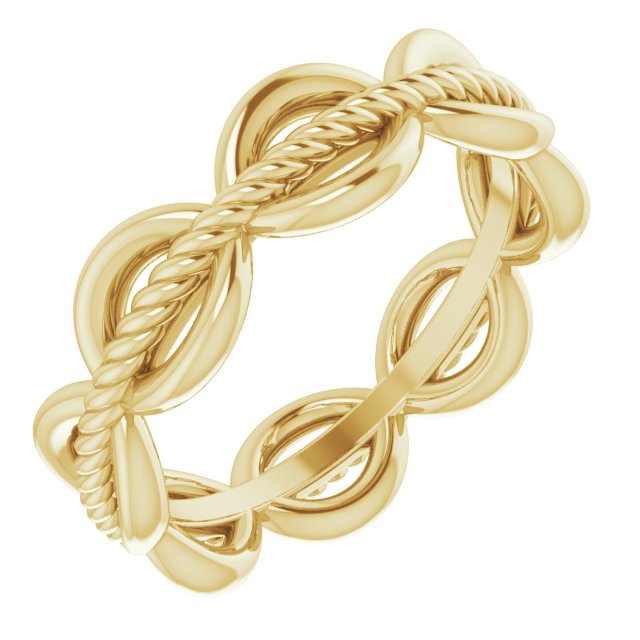 14K Yellow Rope Design Band Size 4