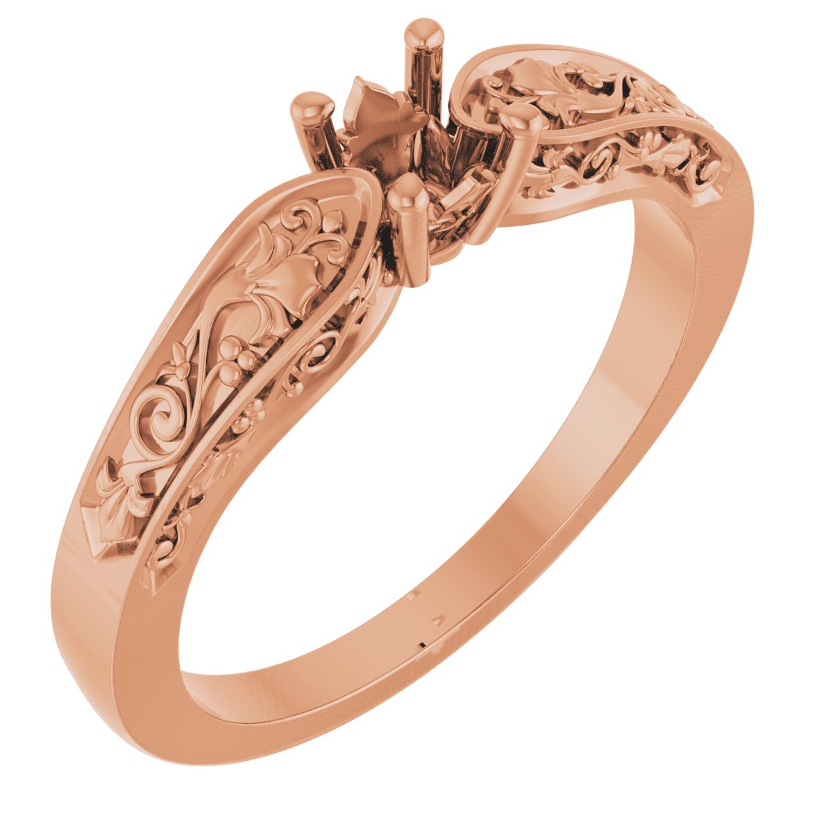 Solitaire Floral Engagement Ring or Band
