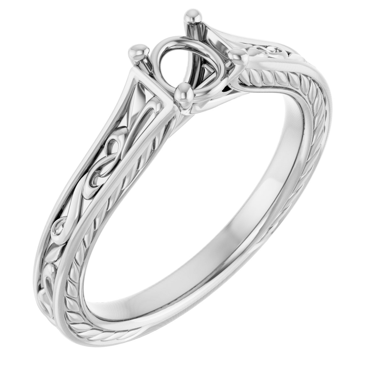 Solitaire Scroll Engagement Ring