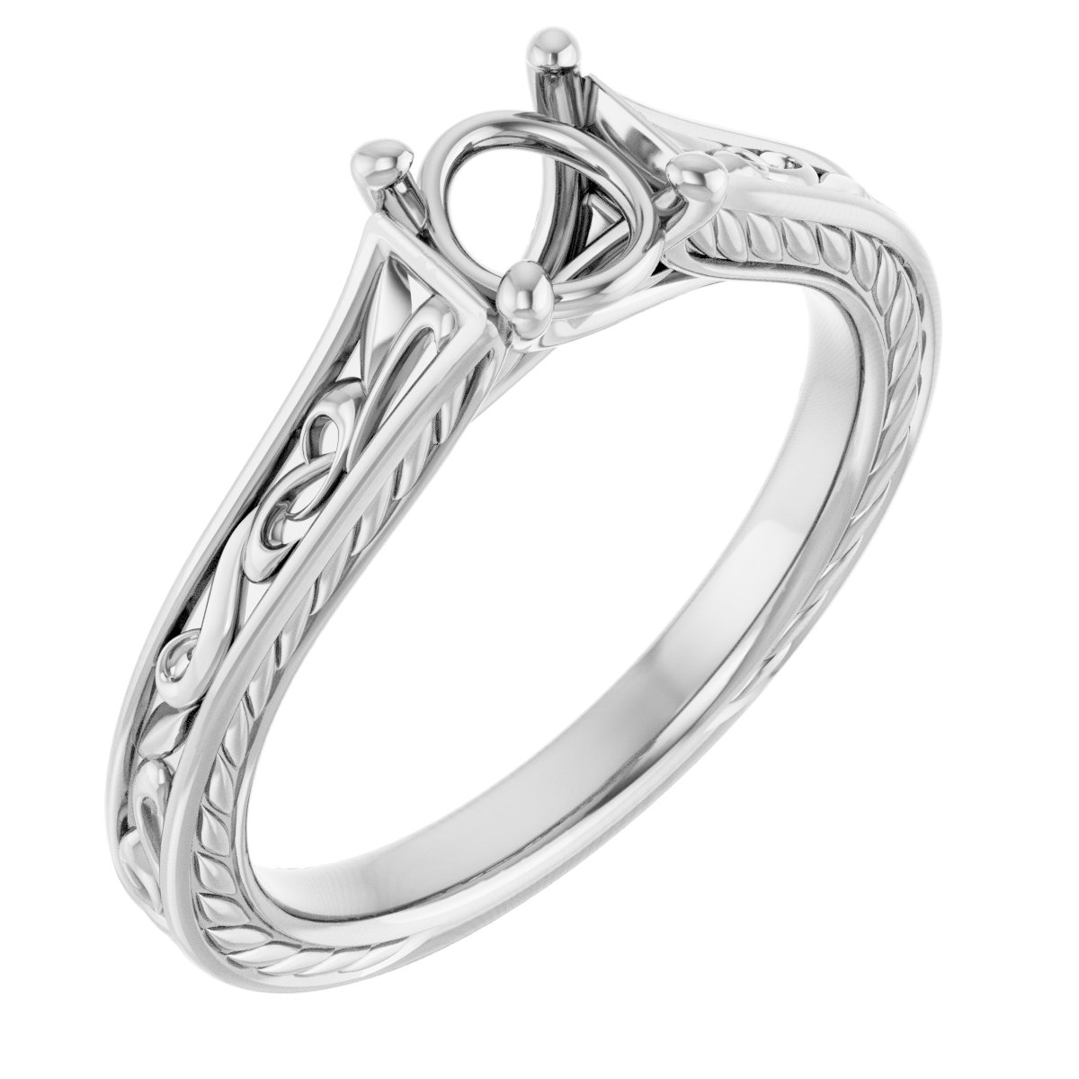 Solitaire Scroll Engagement Ring