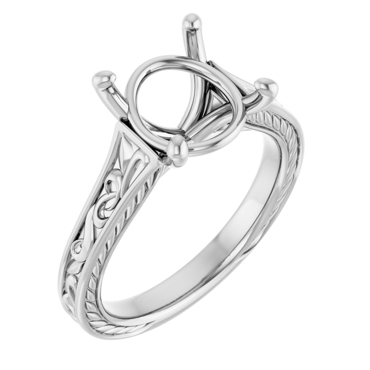 Solitaire Scroll Engagement Ring