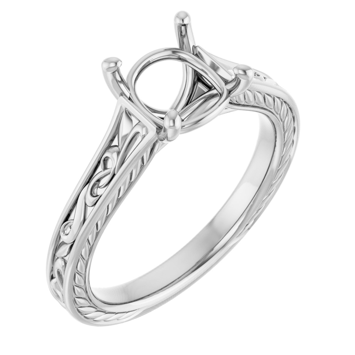 Solitaire Scroll Engagement Ring