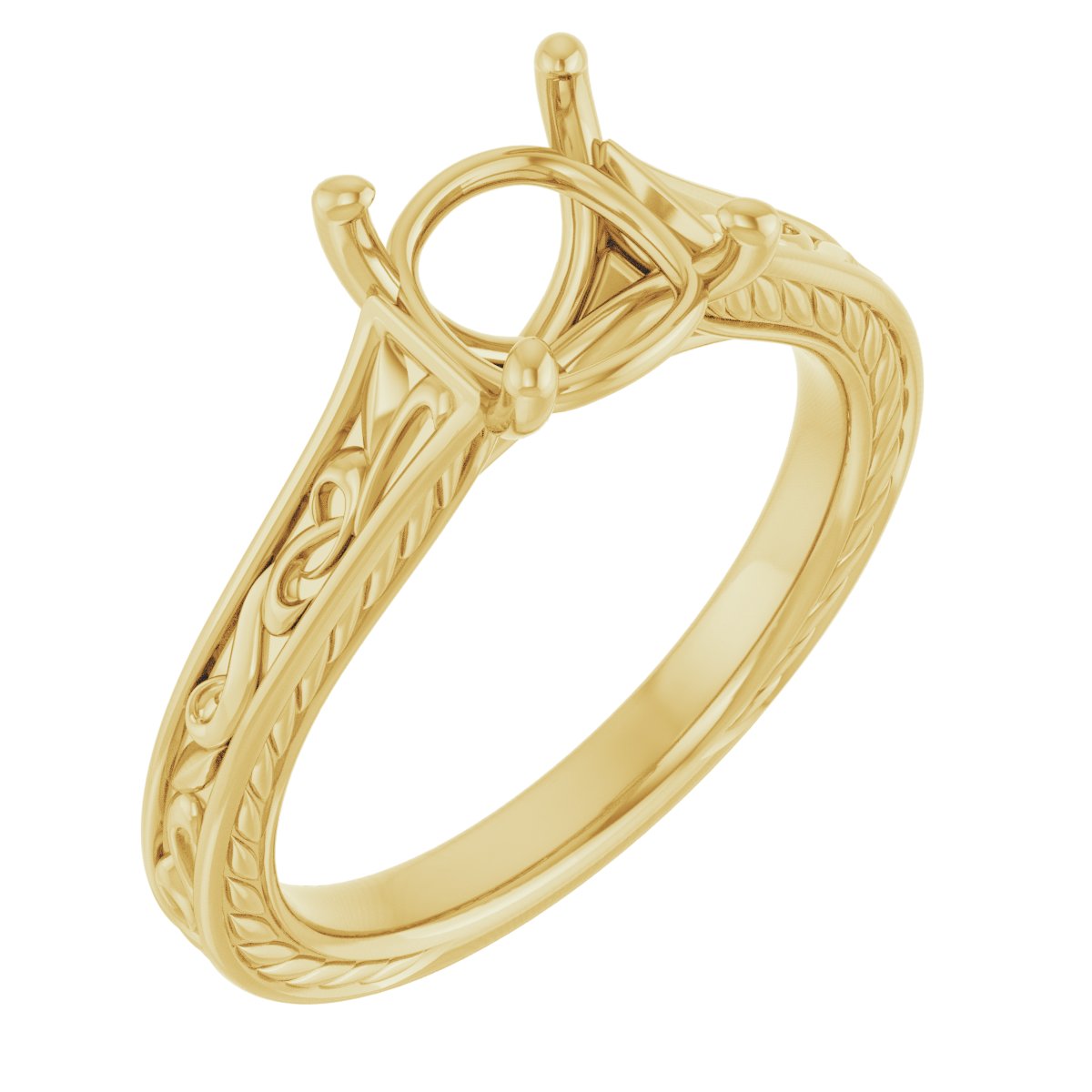 Solitaire Scroll Engagement Ring