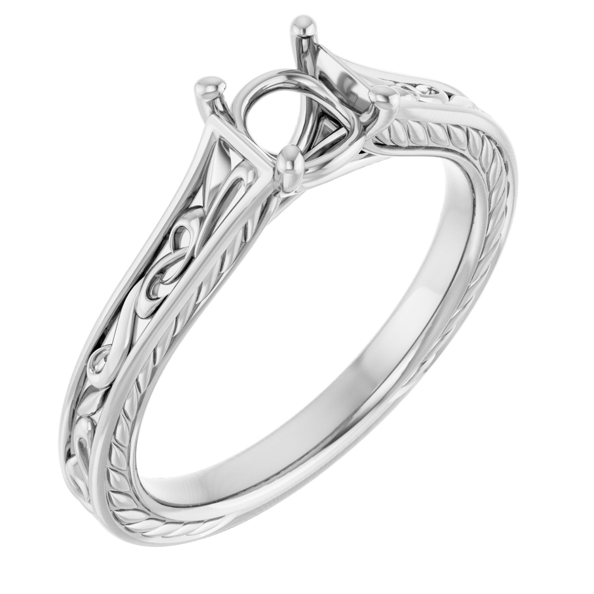 Solitaire Scroll Engagement Ring