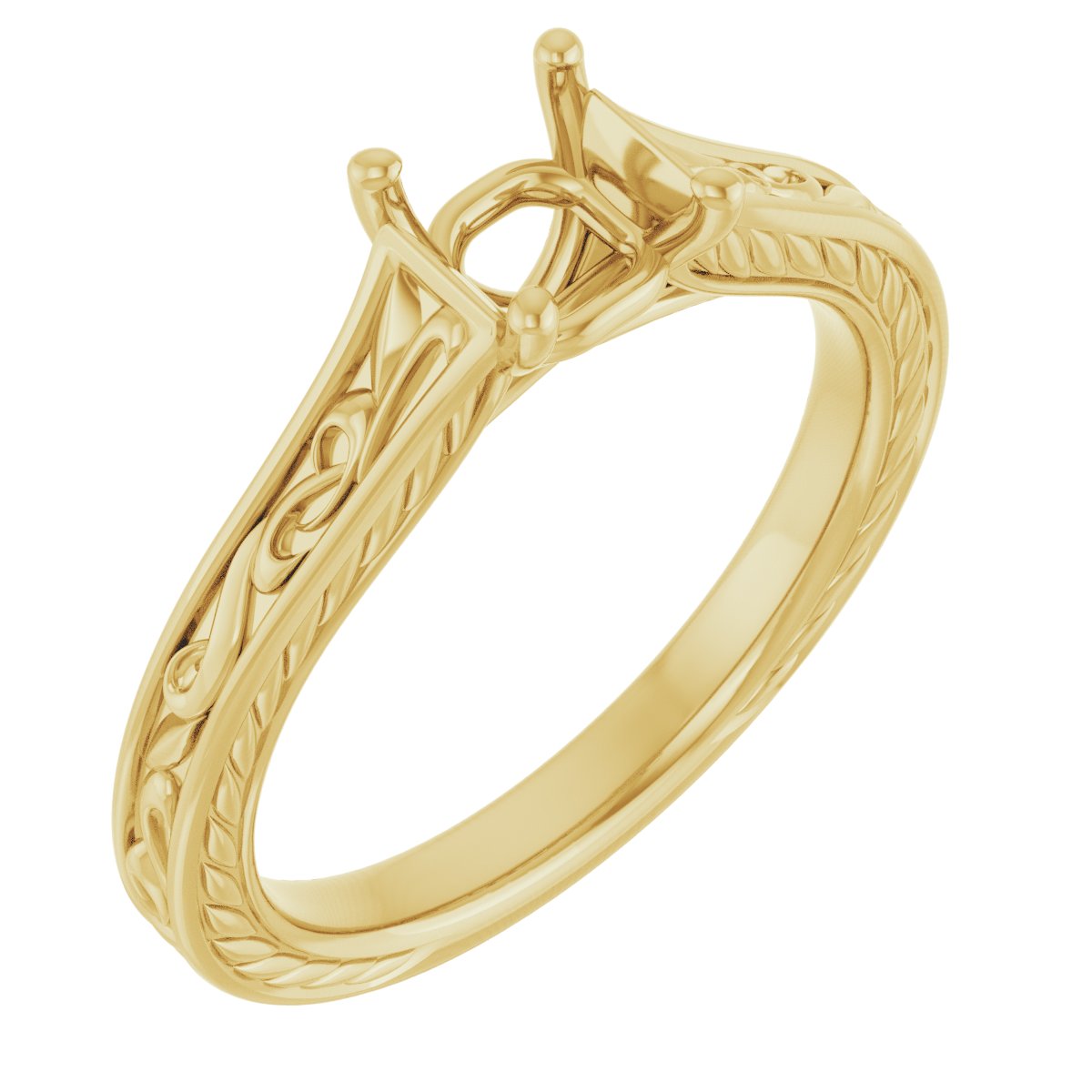 Solitaire Scroll Engagement Ring