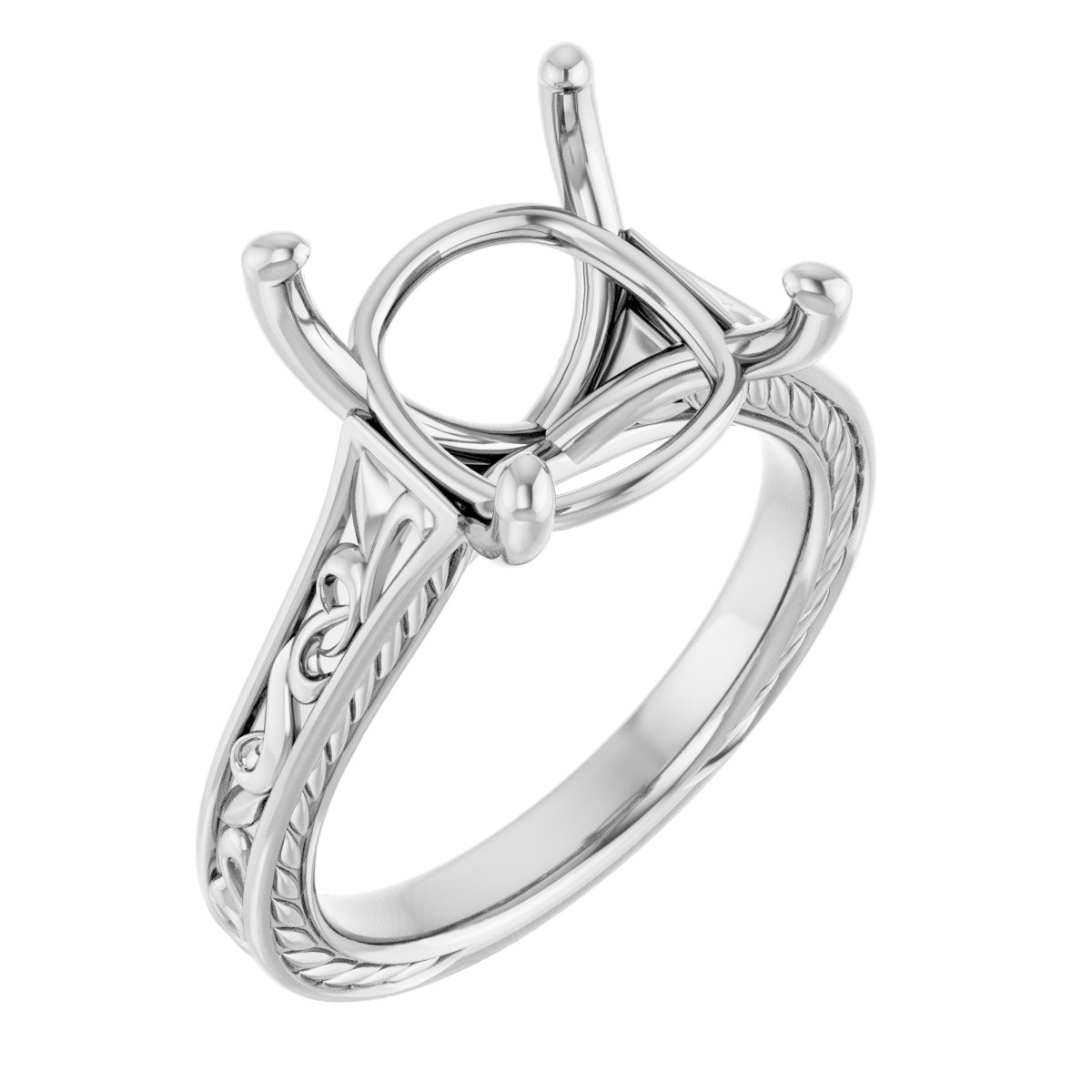 Solitaire Scroll Engagement Ring