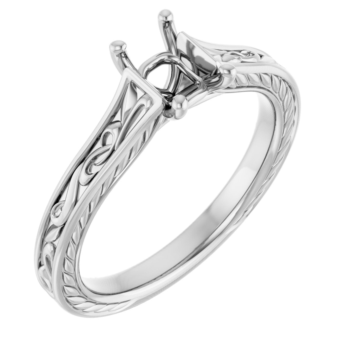 Solitaire Scroll Engagement Ring