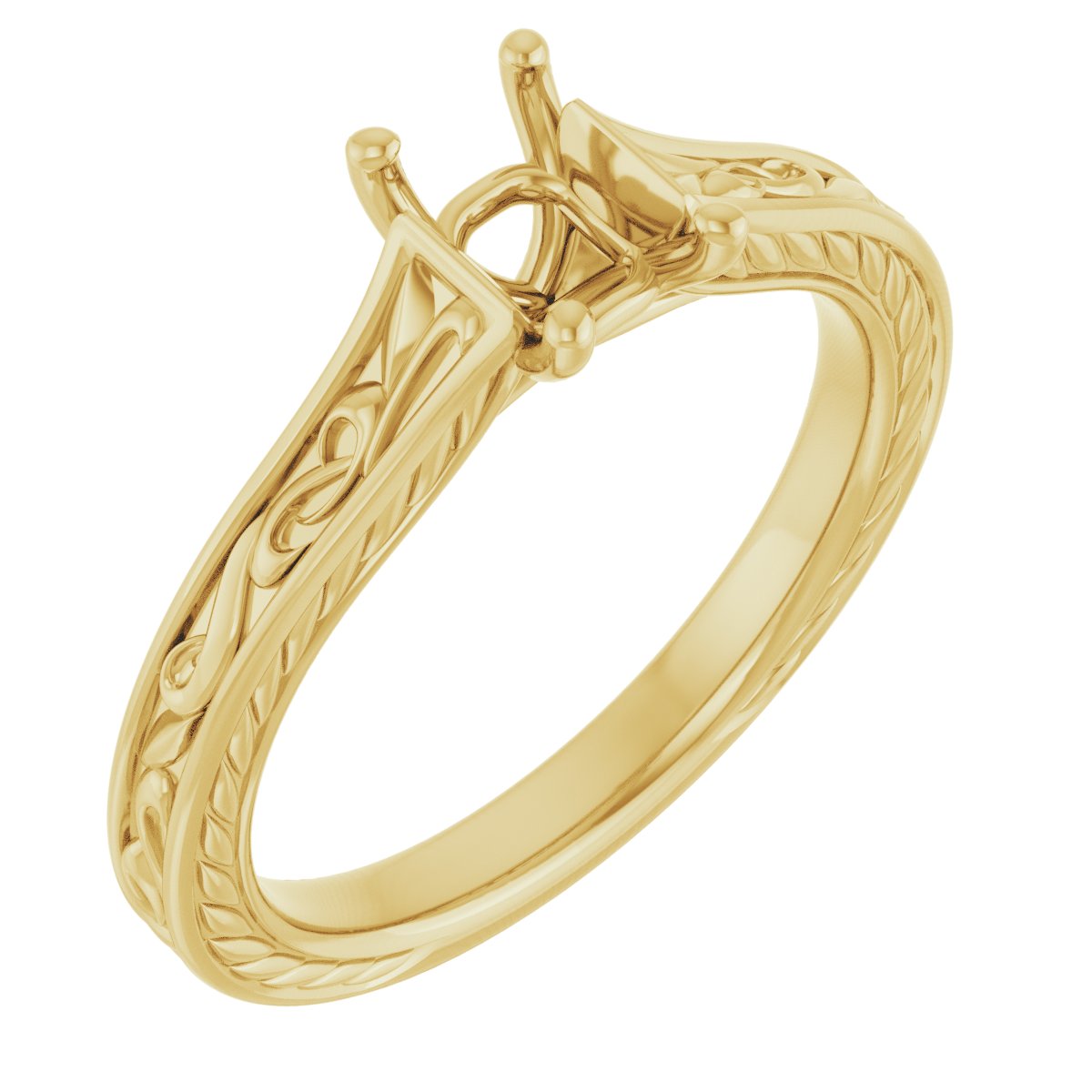 Solitaire Scroll Engagement Ring