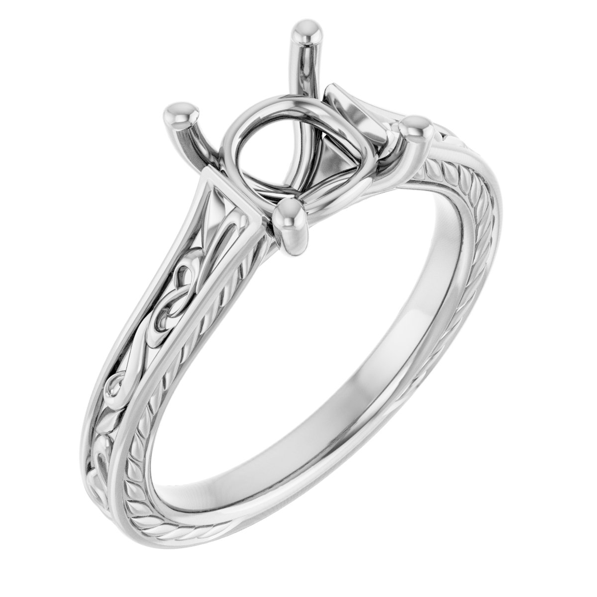 Solitaire Scroll Engagement Ring