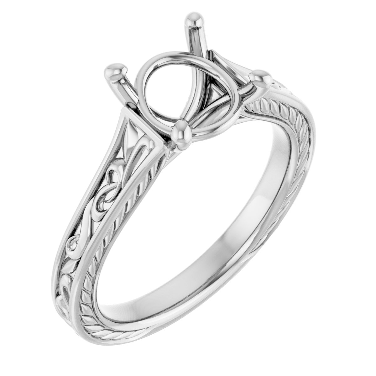 Solitaire Scroll Engagement Ring