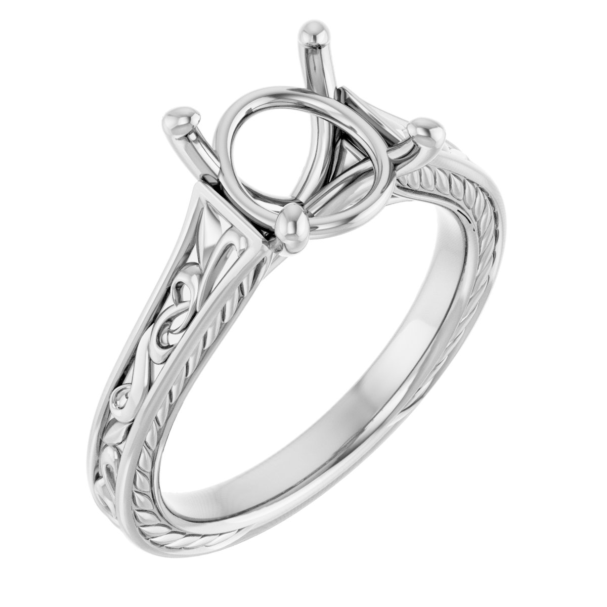 Solitaire Scroll Engagement Ring