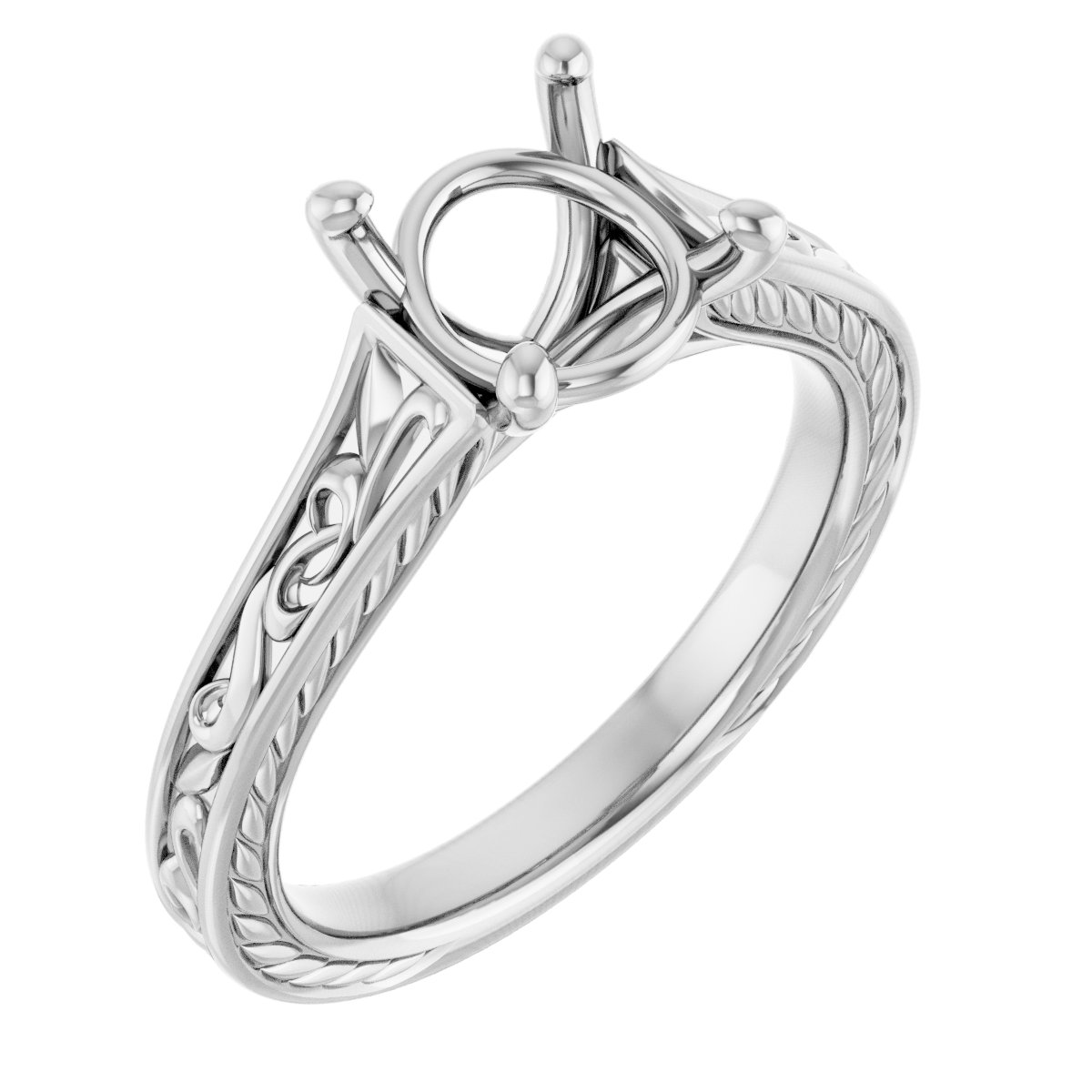 Solitaire Scroll Engagement Ring