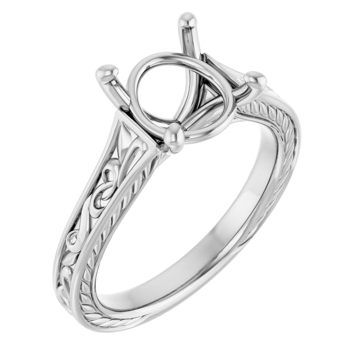 Solitaire Scroll Engagement Ring