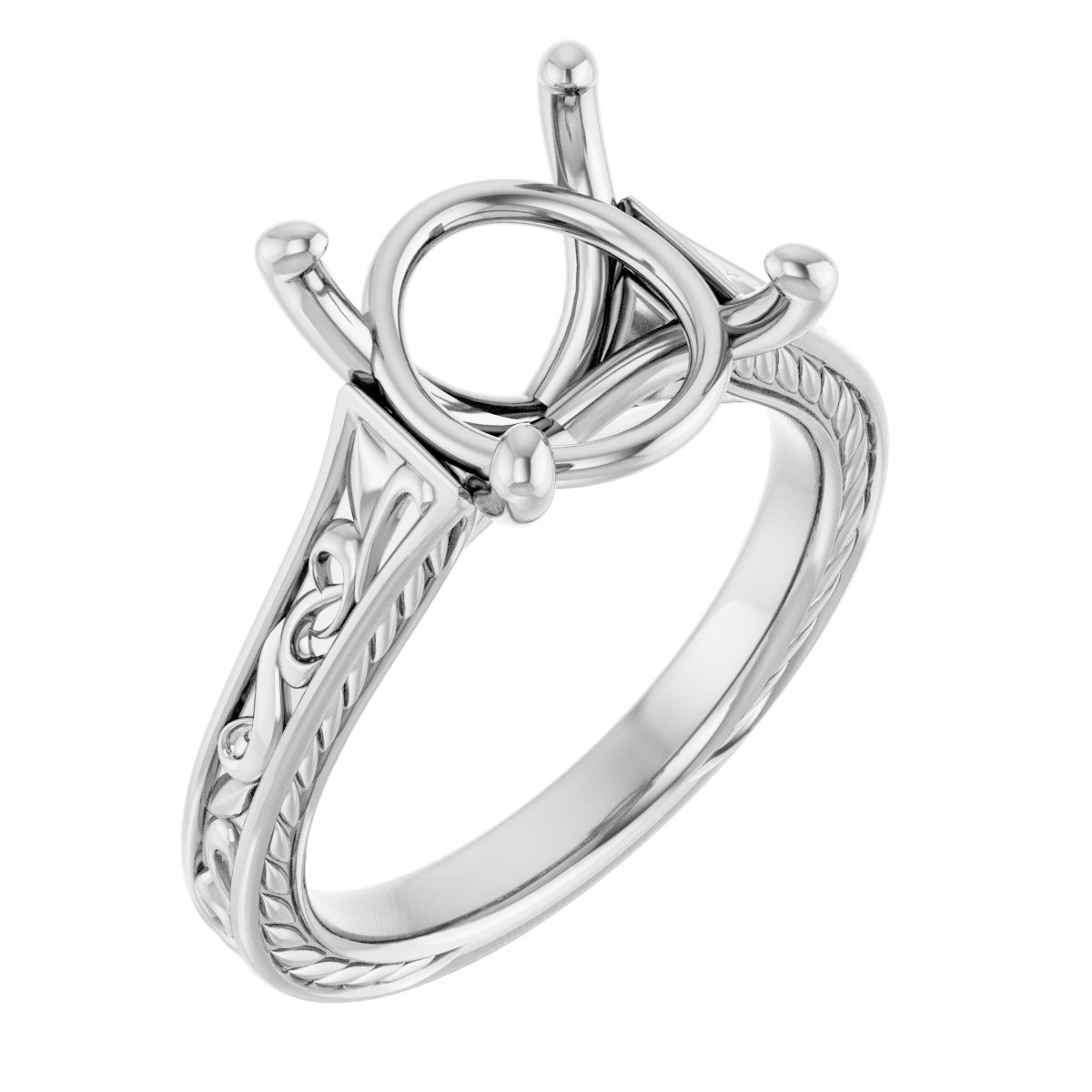Solitaire Scroll Engagement Ring