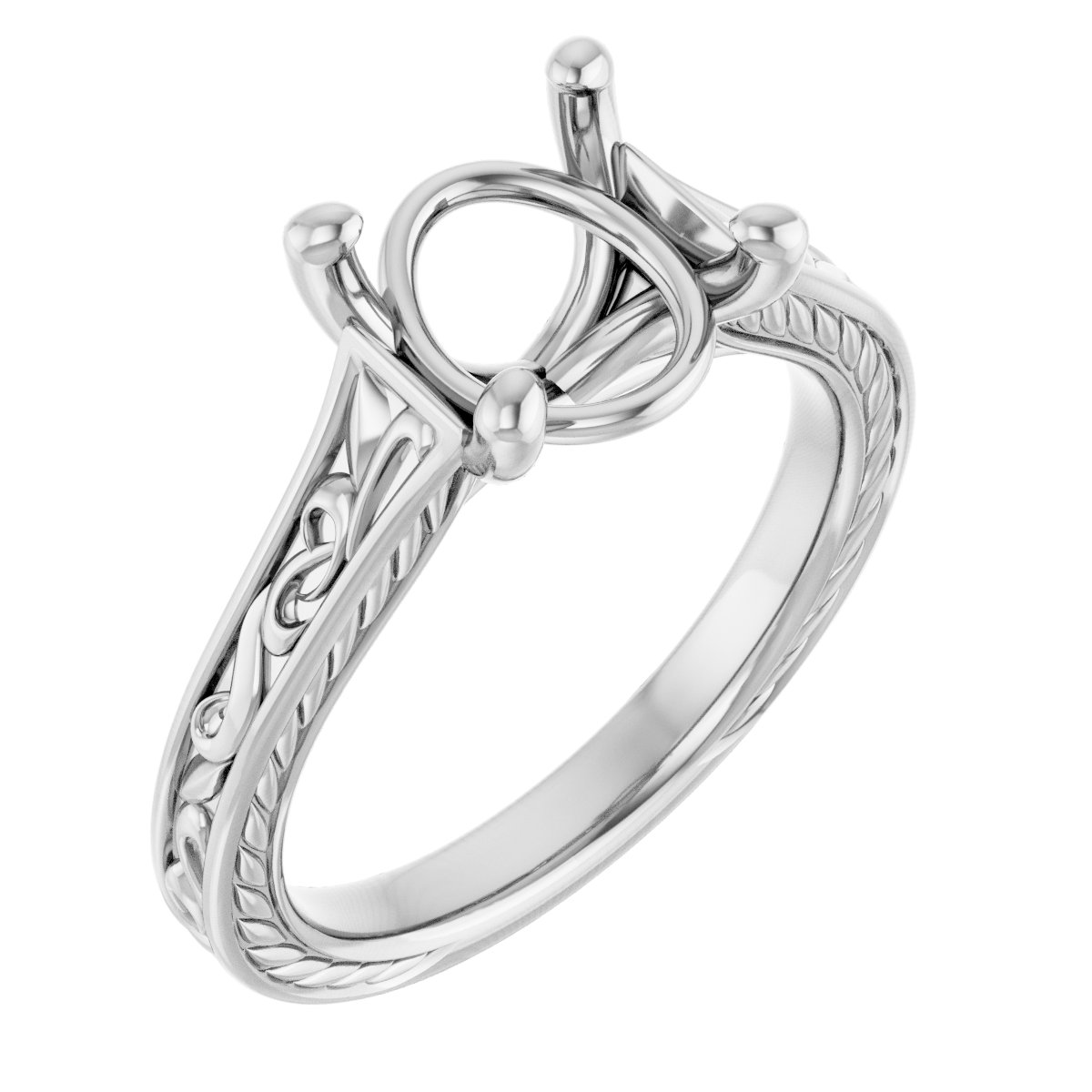 Solitaire Scroll Engagement Ring