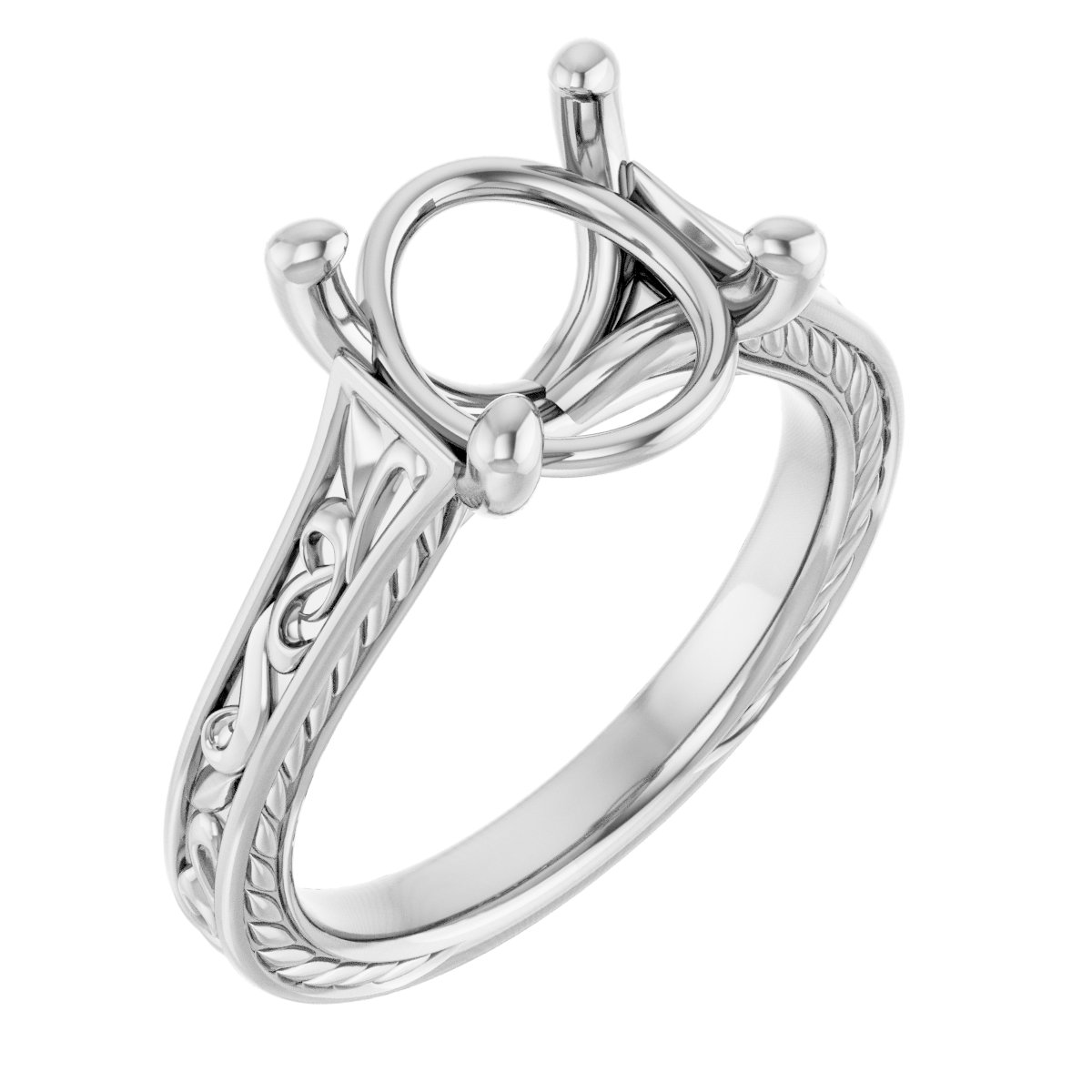 Solitaire Scroll Engagement Ring