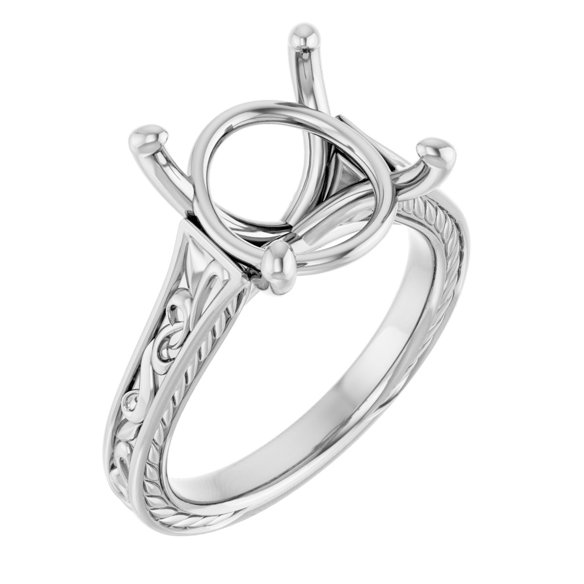 Solitaire Scroll Engagement Ring