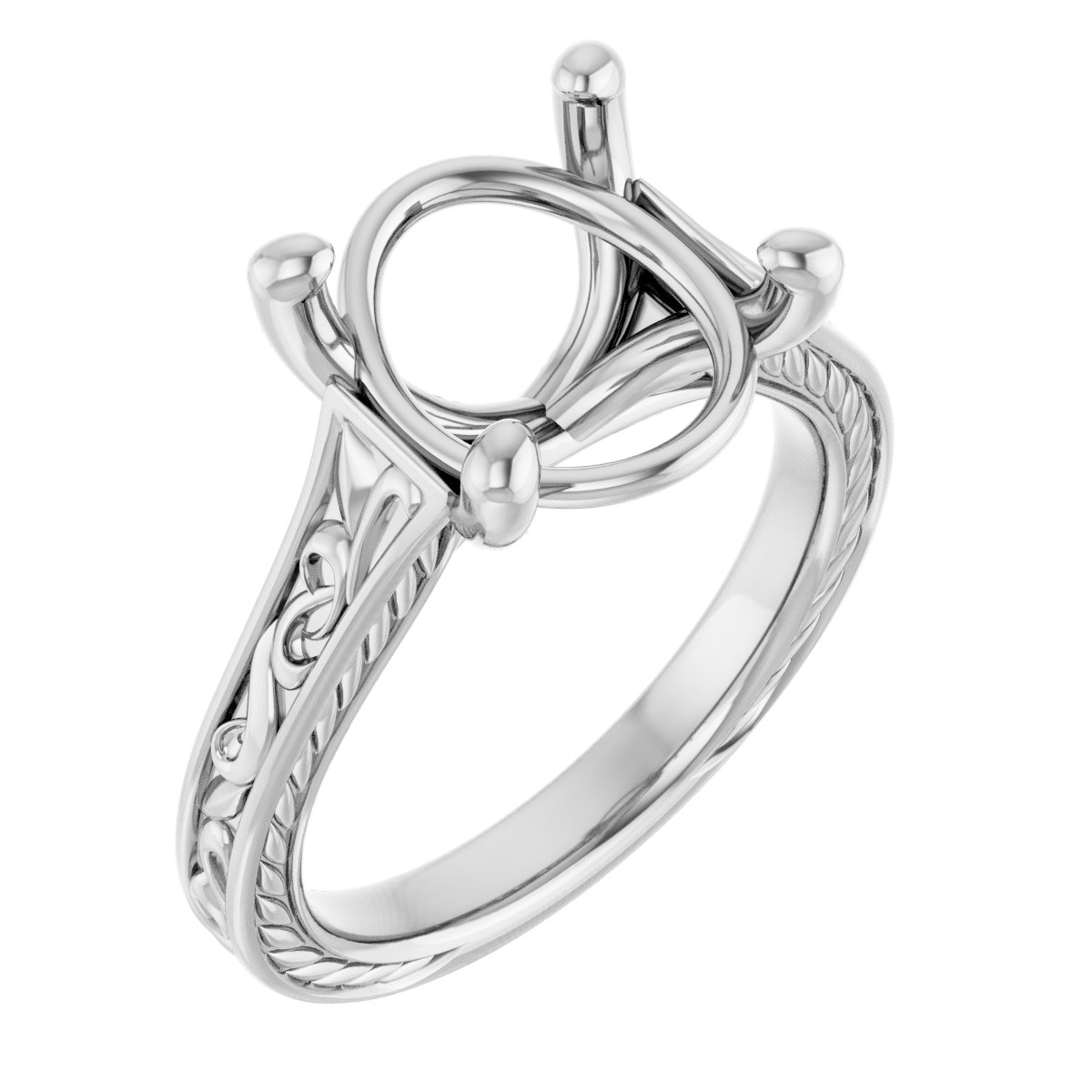 Solitaire Scroll Engagement Ring
