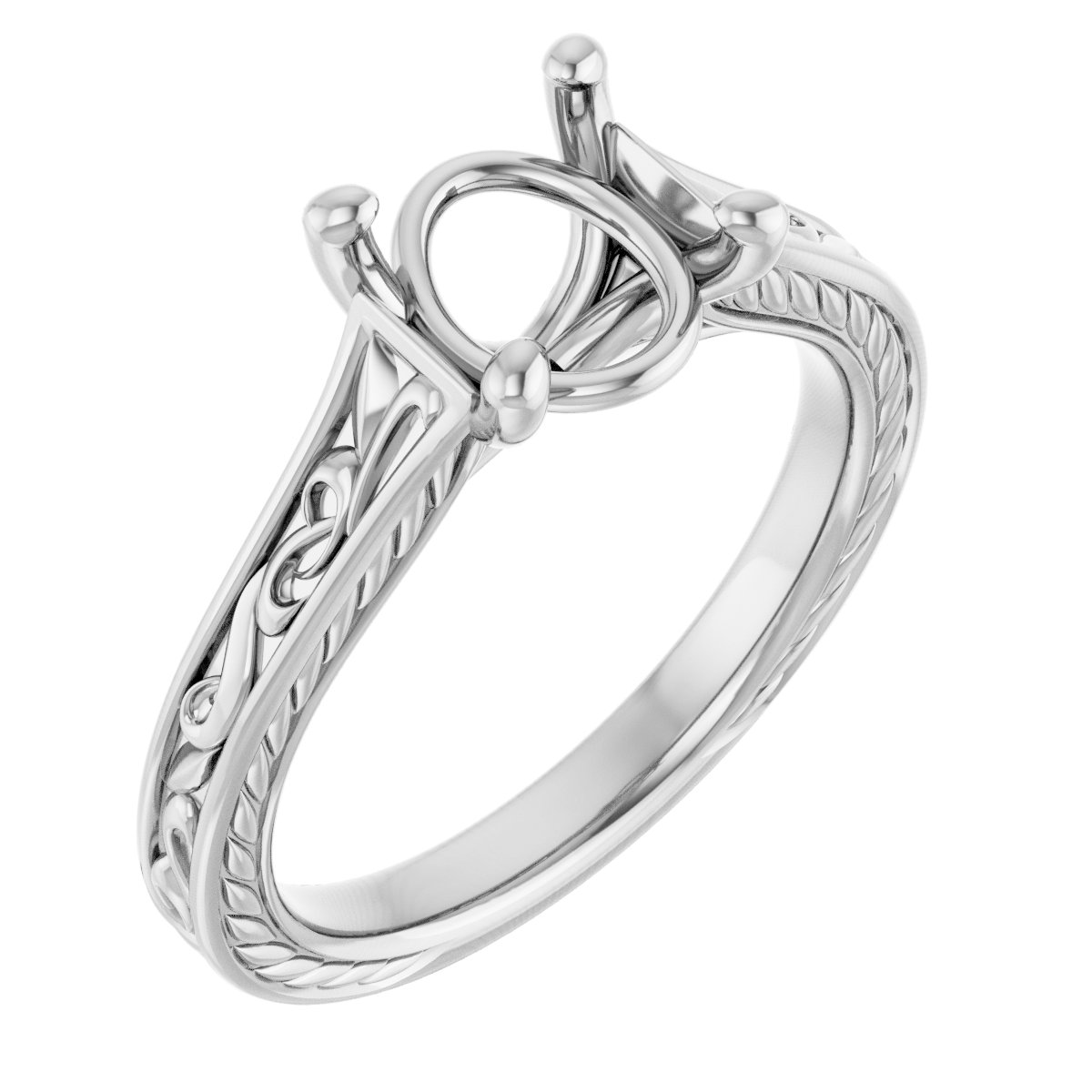 Solitaire Scroll Engagement Ring