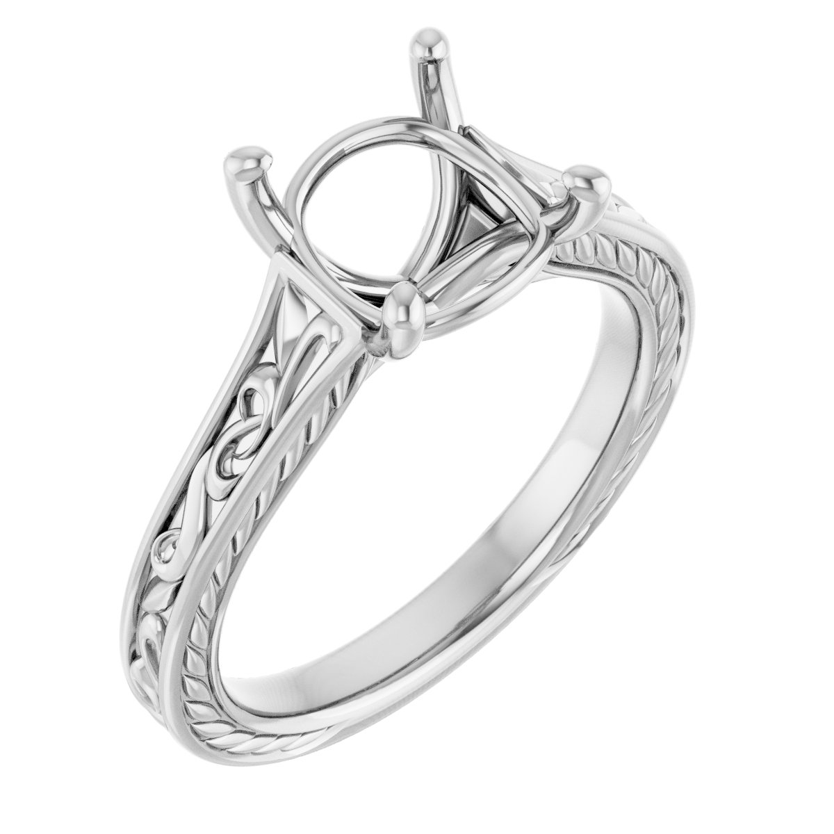 Solitaire Scroll Engagement Ring