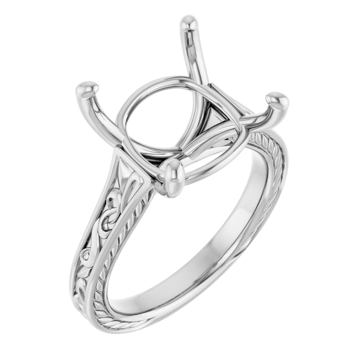 Solitaire Scroll Engagement Ring