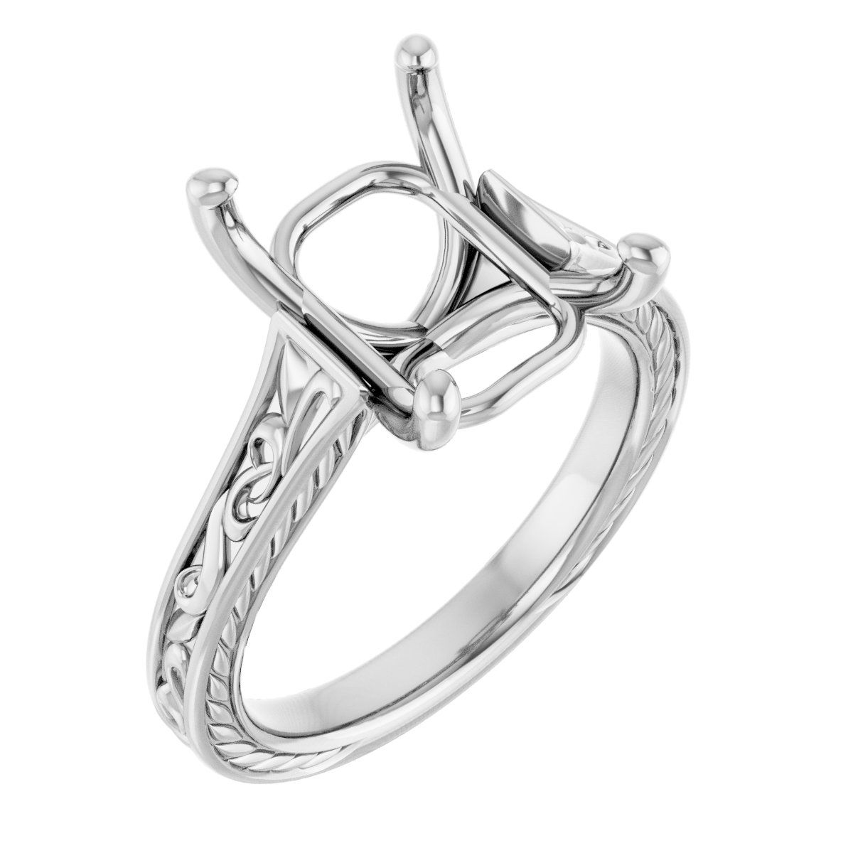 Solitaire Scroll Engagement Ring