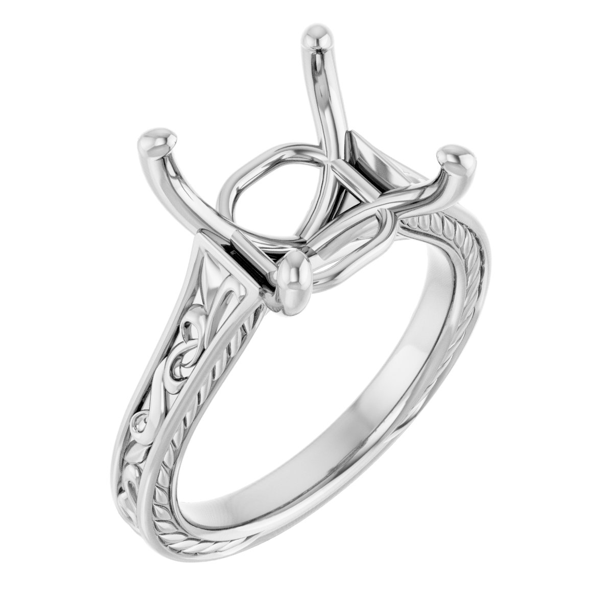 Solitaire Scroll Engagement Ring