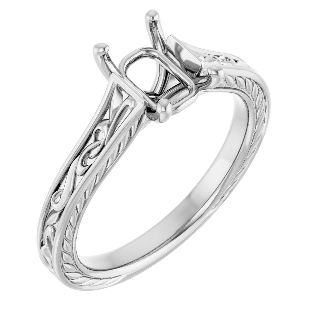 Solitaire Scroll Engagement Ring