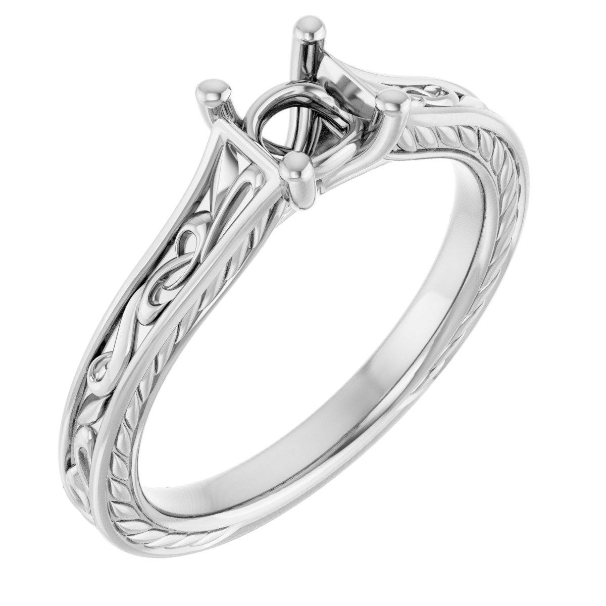 Solitaire Scroll Engagement Ring