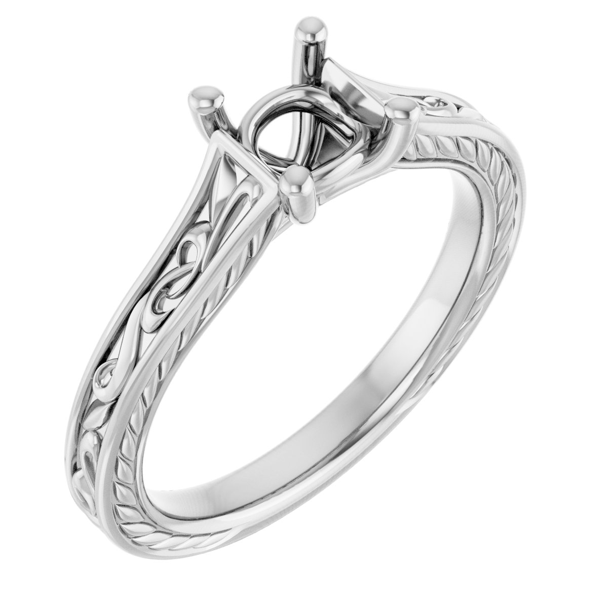 Solitaire Scroll Engagement Ring