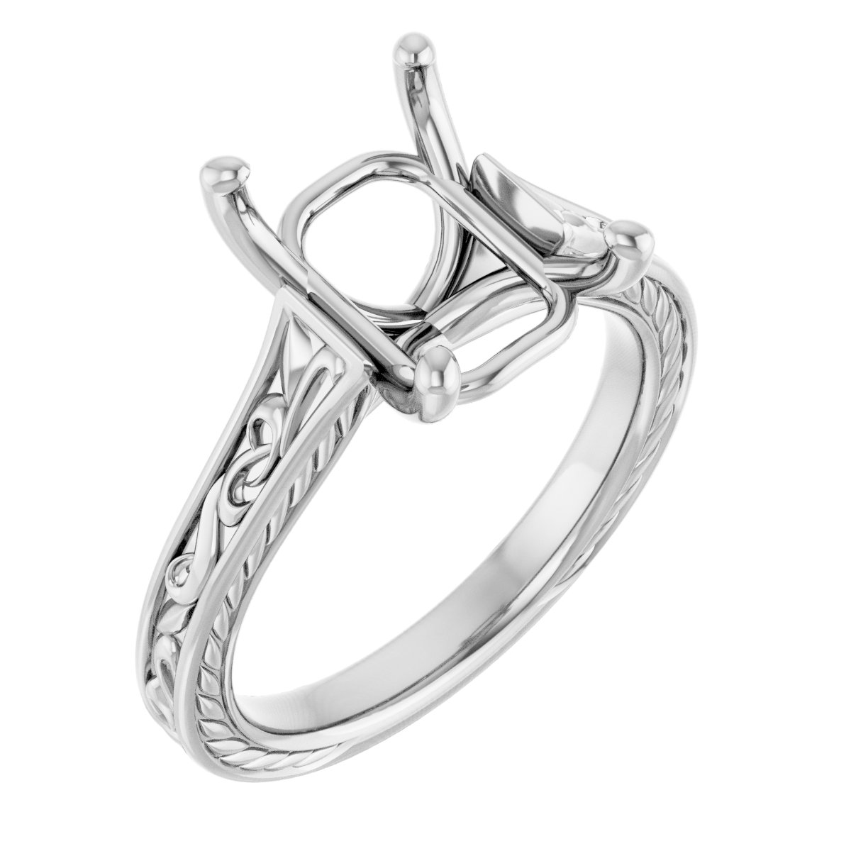 Solitaire Scroll Engagement Ring
